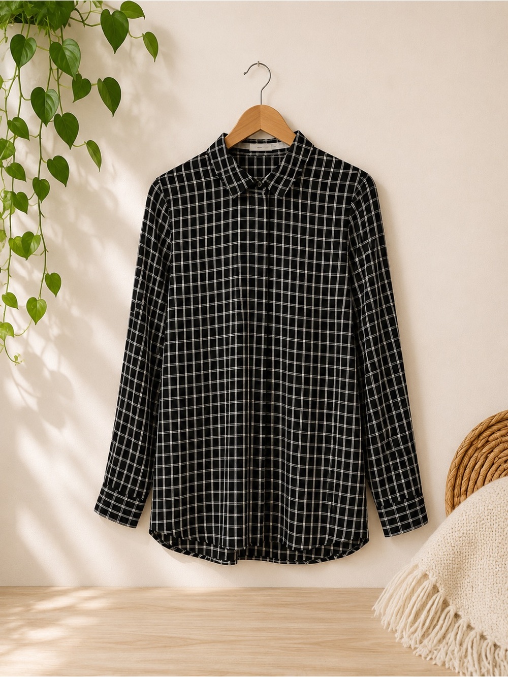 J. Jill Windowpane Plaid Blouse – Button-Back Design – NWOT – Size Small/Petite